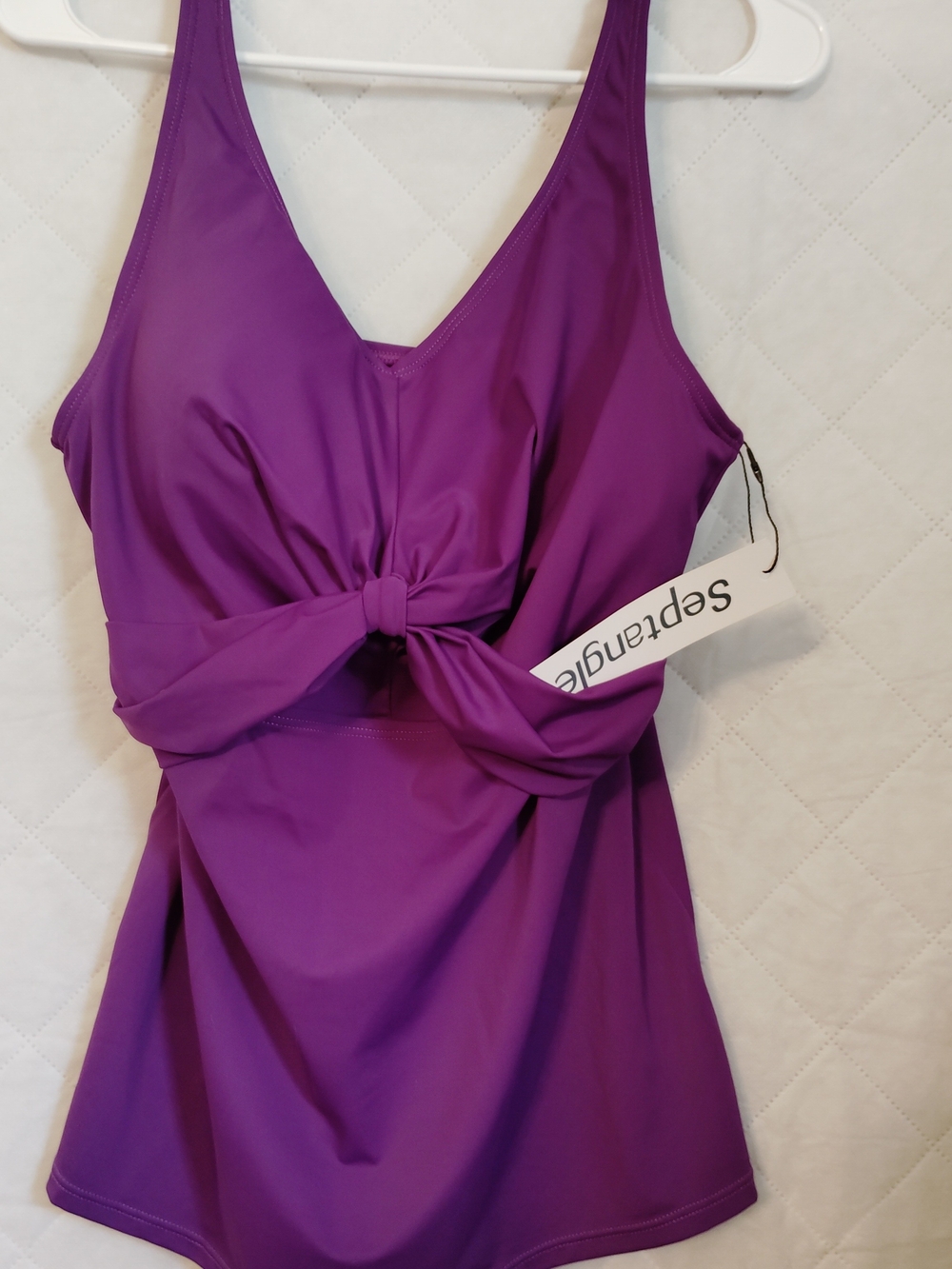 Seafolly Purple Twist-Front Swim Bandeau Top Size 14 NWT